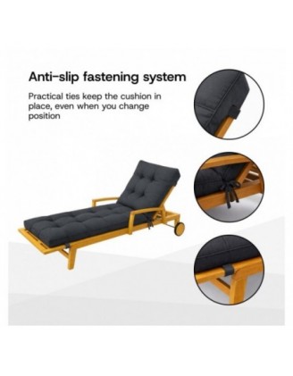 Cushion for Garden Lounger | Waterproof | 200x60x13 cm | Black