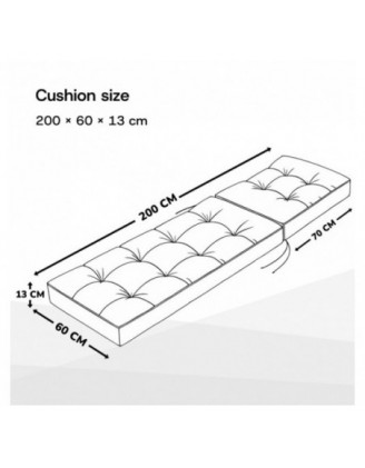Cushion for Garden Lounger | Waterproof | 200x60x13 cm | Black