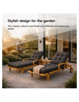 Cushion for Garden Lounger | Waterproof | 200x60x13 cm | Anthracite