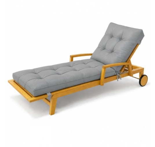 Cushion for Garden Lounger | Waterproof | 200x60x13 cm | Grey