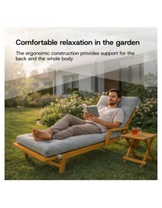 Cushion for Garden Lounger | Waterproof | 200x60x13 cm | Grey