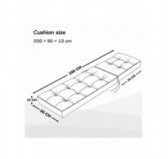 Cushion for Garden Lounger | Waterproof | 200x60x13 cm | Grey