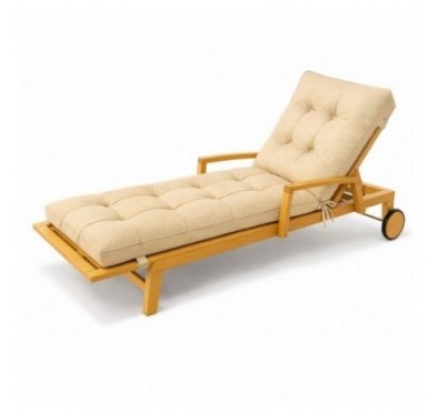 Cushion for Garden Lounger | Waterproof | 200x60x13 cm | Beige
