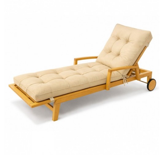 Cushion for Garden Lounger | Waterproof | 200x60x13 cm | Beige