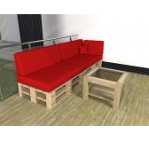 Set of 6 Garden Cushions Waterproof 120x80 + 120x40 Red