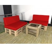 Set of 2 Garden Cushions Waterproof 120x80 + 120x40 Red