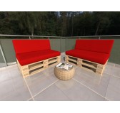 Set of 2 Garden Cushions Waterproof 120x80 + 120x40 Red