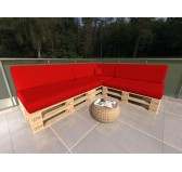 Pallet Garden Side Cushion Waterproof 60x40x20/10 Red