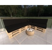 Pallet Garden Side Cushion Waterproof 60x40x20/10 Black