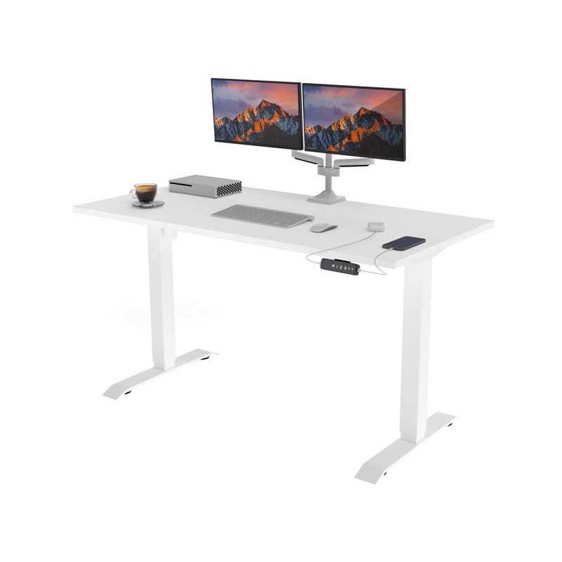 POKAR Desk with white electric frame White 140x60