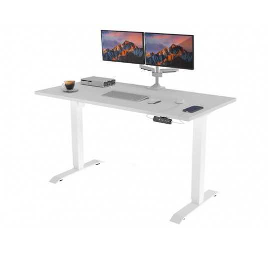 POKAR Desk with white electric frame Light Grey 140x60
