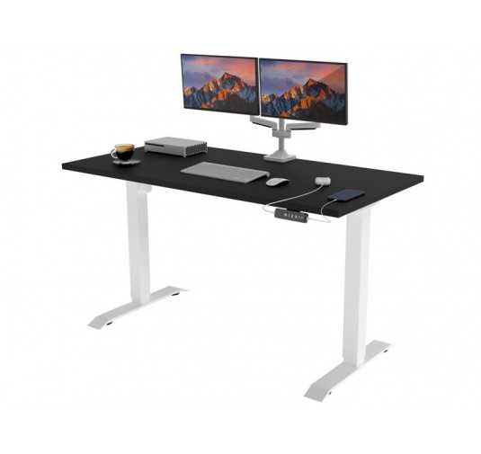 POKAR Desk with white electric frame Black 140x60