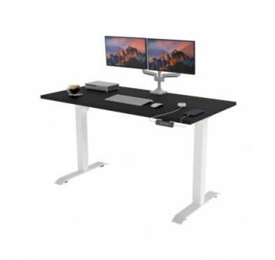 POKAR Desk with white electric frame Black 140x70