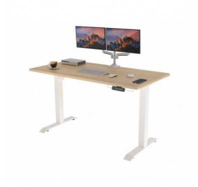 POKAR Desk with white electric frame Sonoma Oak 120x60