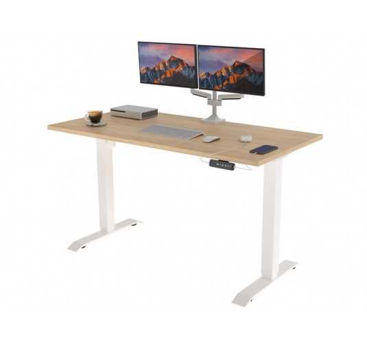 POKAR Desk with white electric frame Sonoma Oak 120x60