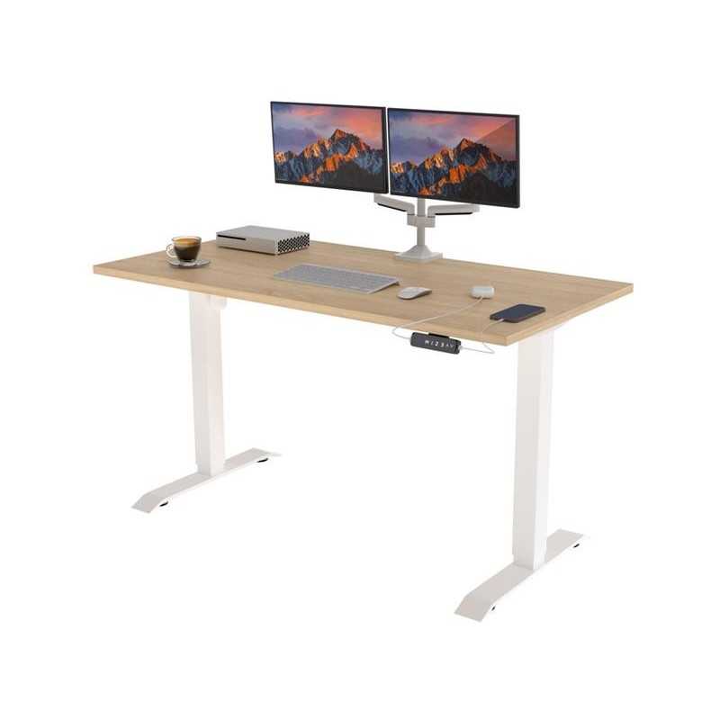 POKAR Desk with white electric frame Sonoma Oak 120x80