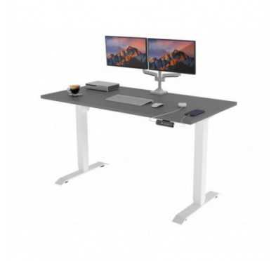 POKAR Desk with white electric frame Grey 140x60