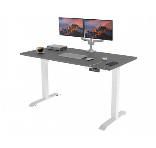 POKAR Desk with white electric frame Grey 140x80