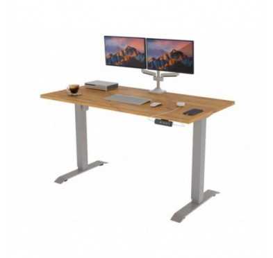 POKAR Desk with silver electric frame Craft Oak 120x60