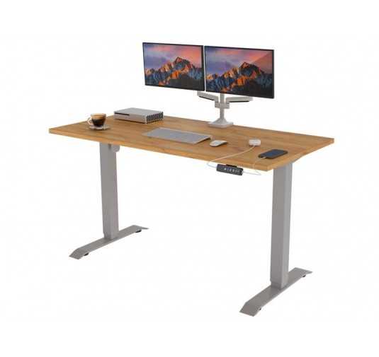 POKAR Desk with silver electric frame Craft Oak 120x80