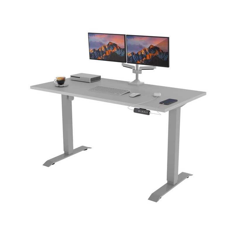 POKAR Desk with silver electric frame Light Grey 160x80