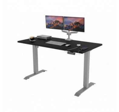 POKAR Desk with silver electric frame Black 120x60