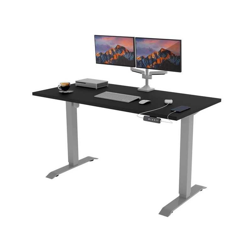 POKAR Desk with silver electric frame Black 120x60