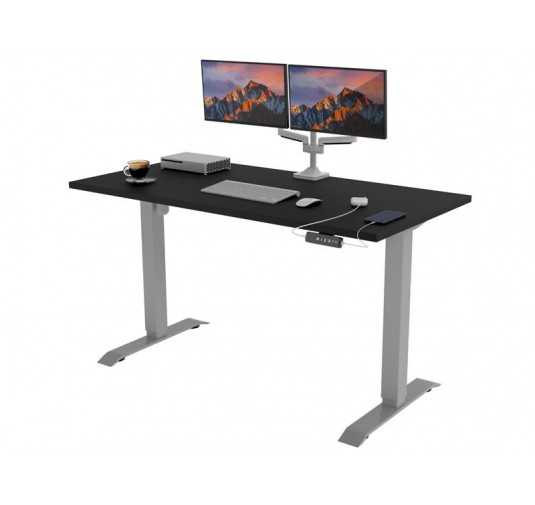 POKAR Desk with silver electric frame Black 140x70