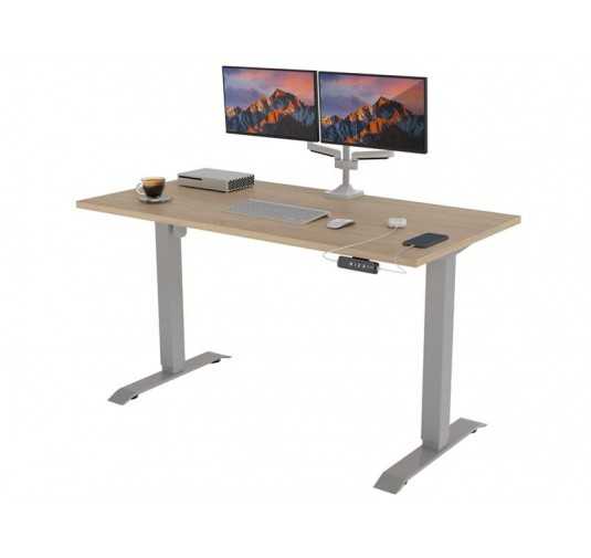 POKAR Desk with silver electric frame Sonoma Oak 120x60