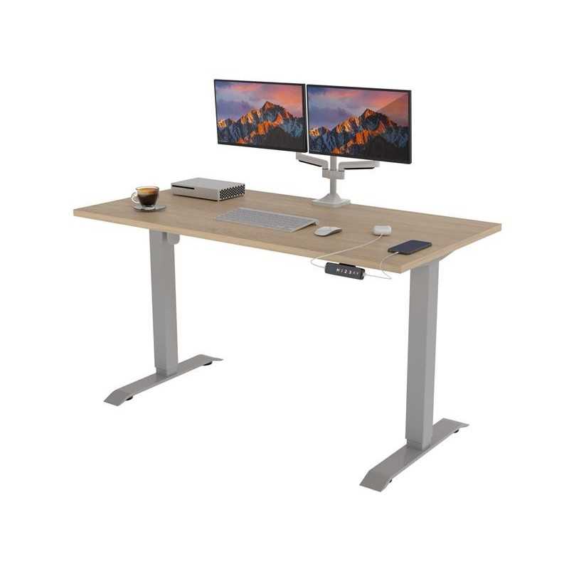 POKAR Desk with silver electric frame Sonoma Oak 120x80