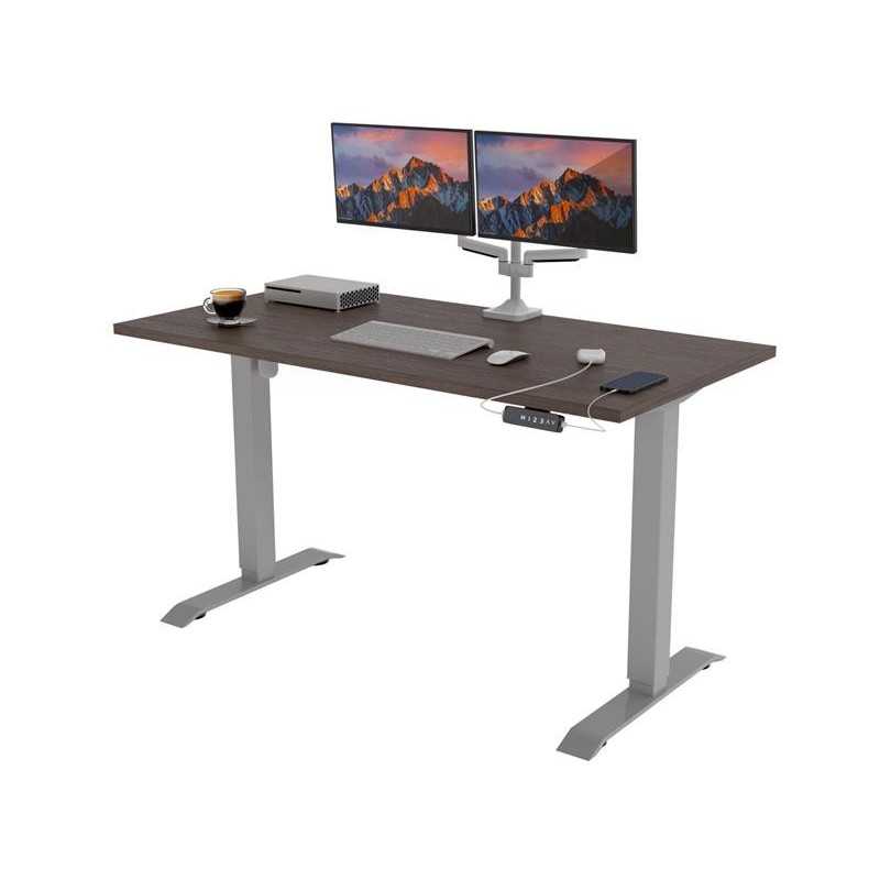 POKAR Desk with silver electric frame Davos Oak 120x60