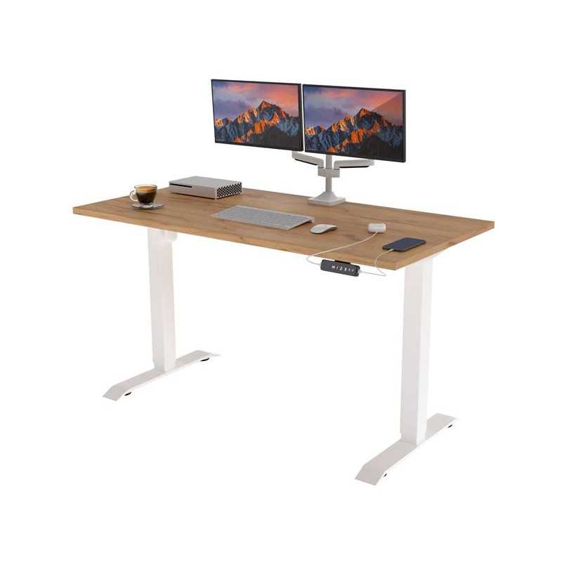 POKAR Desk with white electric frame Craft Oak 120x60