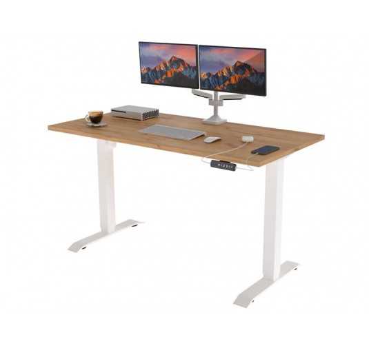 POKAR Desk with white electric frame Craft Oak 120x80