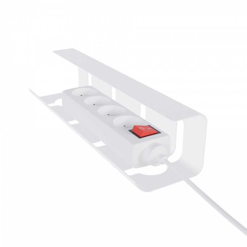 Under Desk Cable Organizer Bracket White