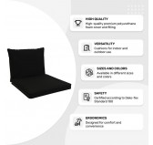 Chair Cushions, Rattan Furniture Cushions, Set of 2: Seat Cushion 40x40x5 cm + Back Cushion 50x40x15 cm, Black