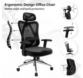 Ergonomic office chair, black + silver legs