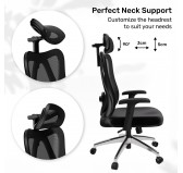 Ergonomic office chair, black + silver legs