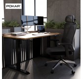 Ergonomic office chair, black + silver legs