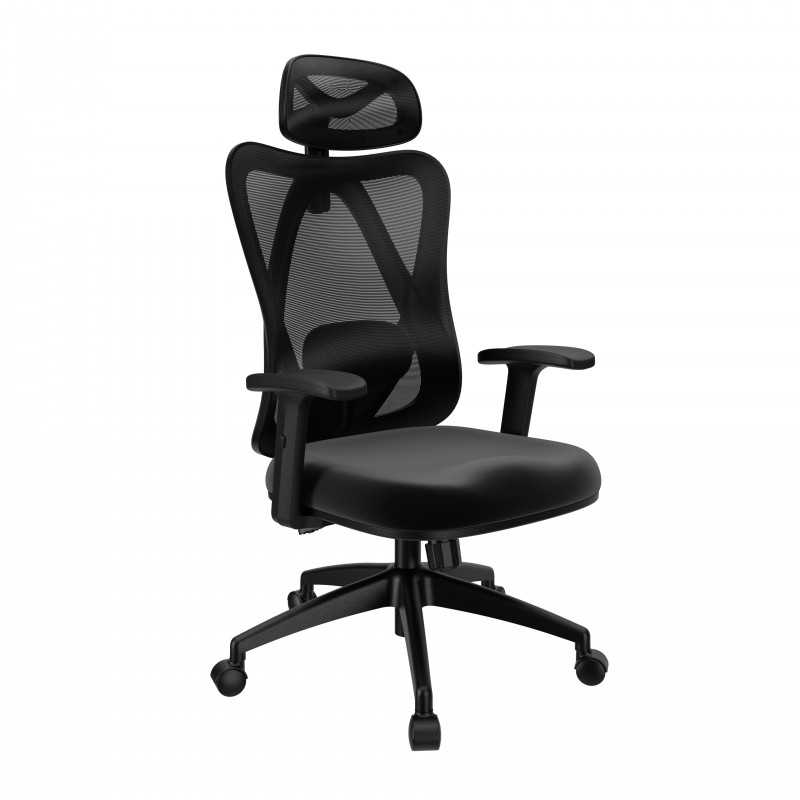 Ergonomic office chair, black + black legs