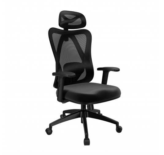 Ergonomic office chair, black + black legs