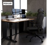 Ergonomic office chair, black + black legs