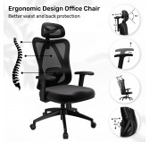 Ergonomic office chair, black + black legs