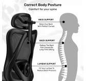 Ergonomic office chair, black + black legs