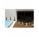 Set of 2 Garden Cushions 120x80 + 120x40 Black