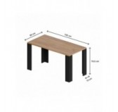 Dining Table, Living Room Table, Office Table, Table Top 2.5 cm, Craft Oak, 140x80x75 cm