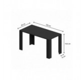 Dining Table, Living Room Table, Office Table, Table Top 2.5 cm, Black, 120x60x75 cm