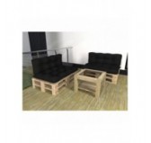 Set of 2 Pallet Cushions - Seat 120x80 cm + Backrest 120x40 cm, Waterproof, Quilted, Black