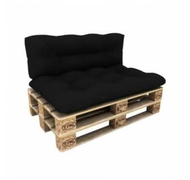 Set of 2 Pallet Cushions - Seat 120x80 cm + Backrest 120x40 cm, Waterproof, Quilted, Anthracite