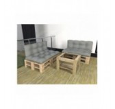 Set of 2 Pallet Cushions - Seat 120x80 cm + Backrest 120x40 cm, Waterproof, Quilted, Grey