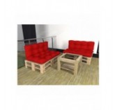 Set of 2 Pallet Cushions - Seat 120x80 cm + Backrest 120x40 cm, Waterproof, Quilted, Red